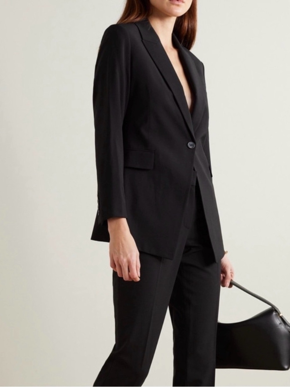 Theory Etiennette Grain De Poudre Wool-Blend Blazer Black Sz 18 Classic Career
